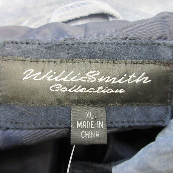 Willi Smith Collared Suede Shacket Womens XL Blue Leather Shirt y2k Jacket 684 - Picture 3 of 12